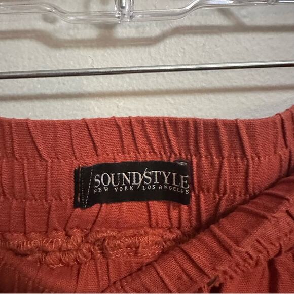 Sound/Style Linen Blend Cropped Casual Pants Rust Orange Womens Large - Picture 5 of 5